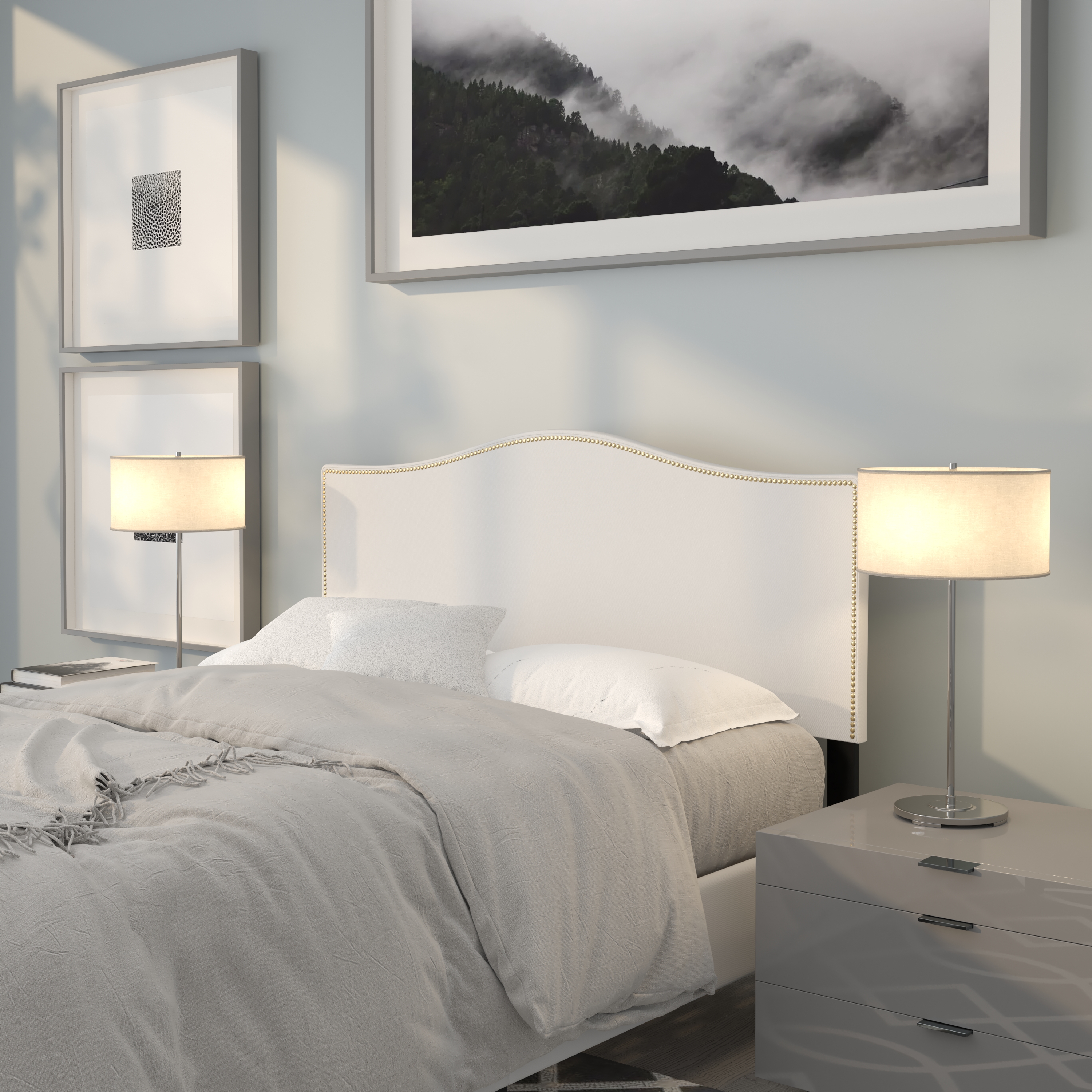 Arched Headboard with Accent Nail Trim