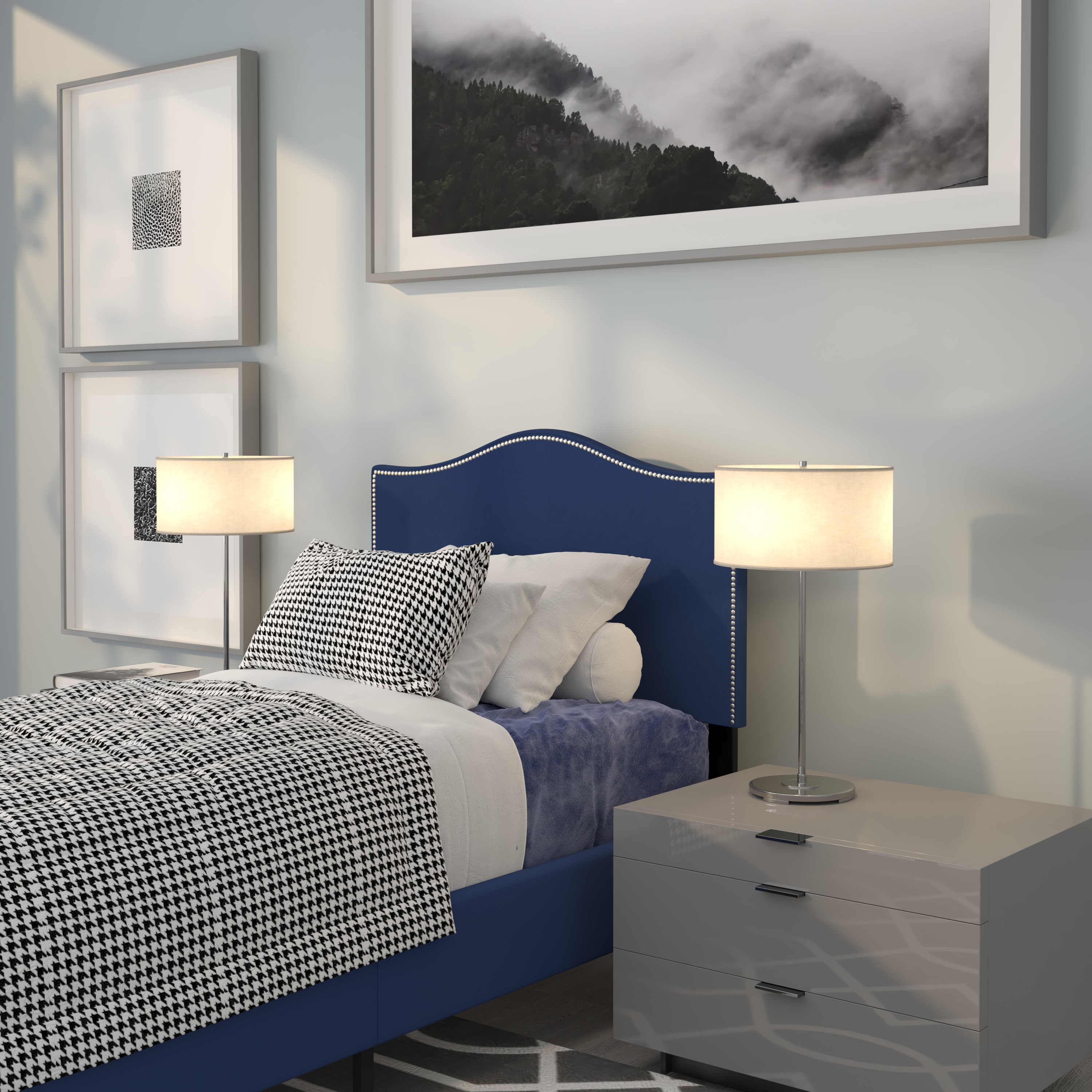 Arched Headboard with Accent Nail Trim