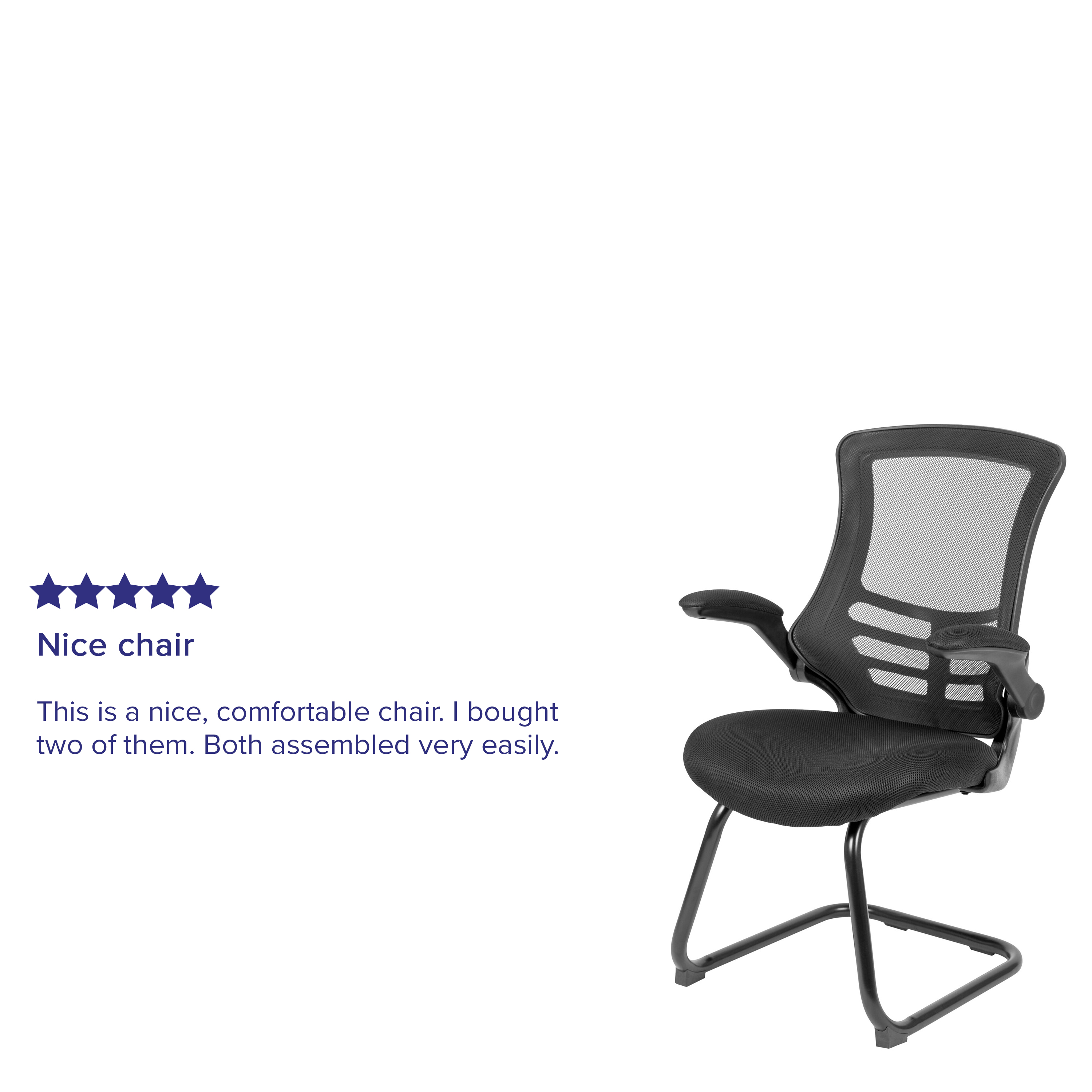 EMMA OLIVER Black Mesh Sled Base Side Reception Guest Office Chair with Flip-Up Arms EMMA OLIVER Black Mesh Sled Base Side Reception Guest Office Chair with Flip-Up Arms