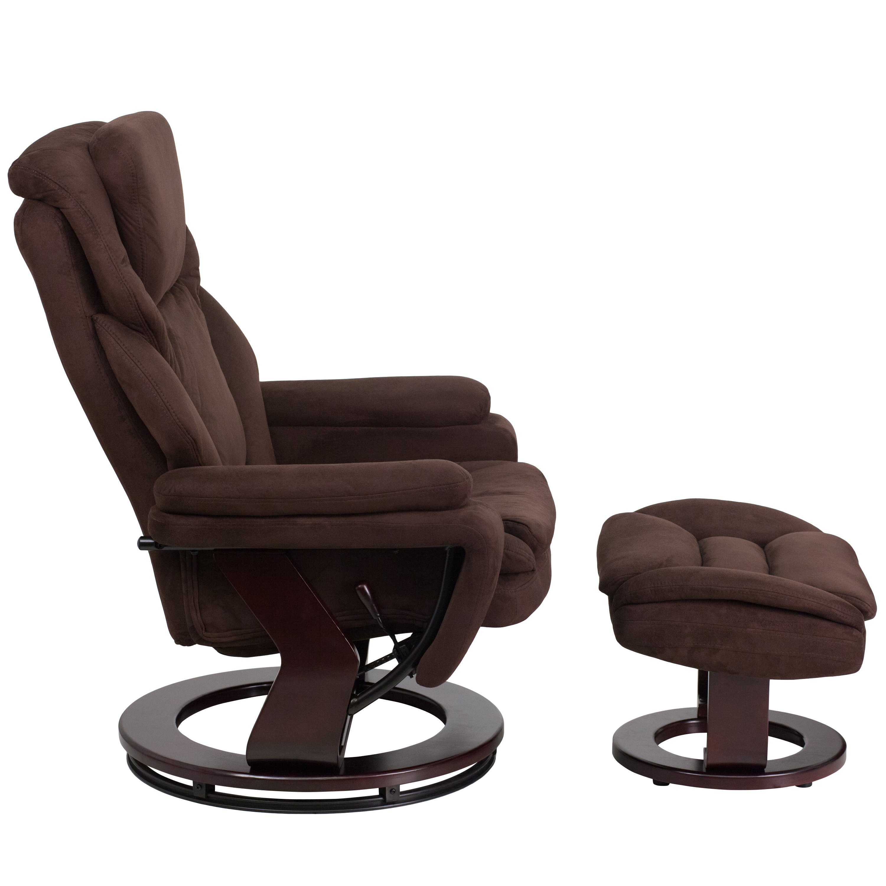 Multi Position Recliner Ottoman With Swivel Wood Base Ebay Multi Position Recliner Amp Ottoman With Swivel Wood