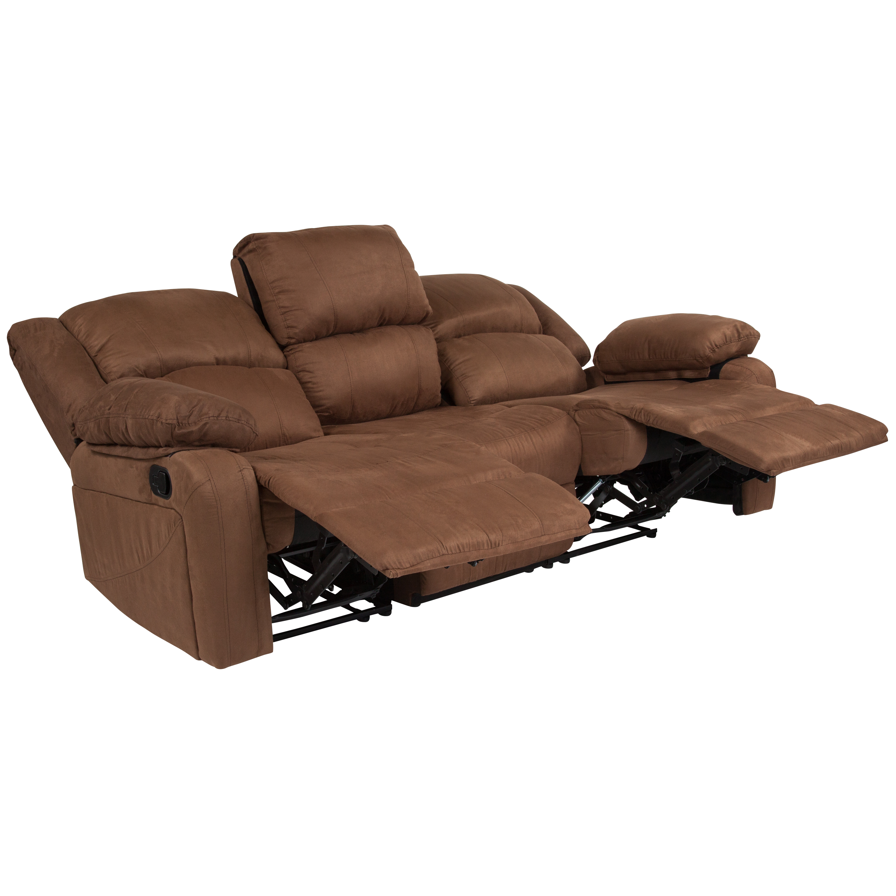 Bustle Back Leather Sofa With Two Built In Recliners Bustle Back Leather Sofa With Two Built In