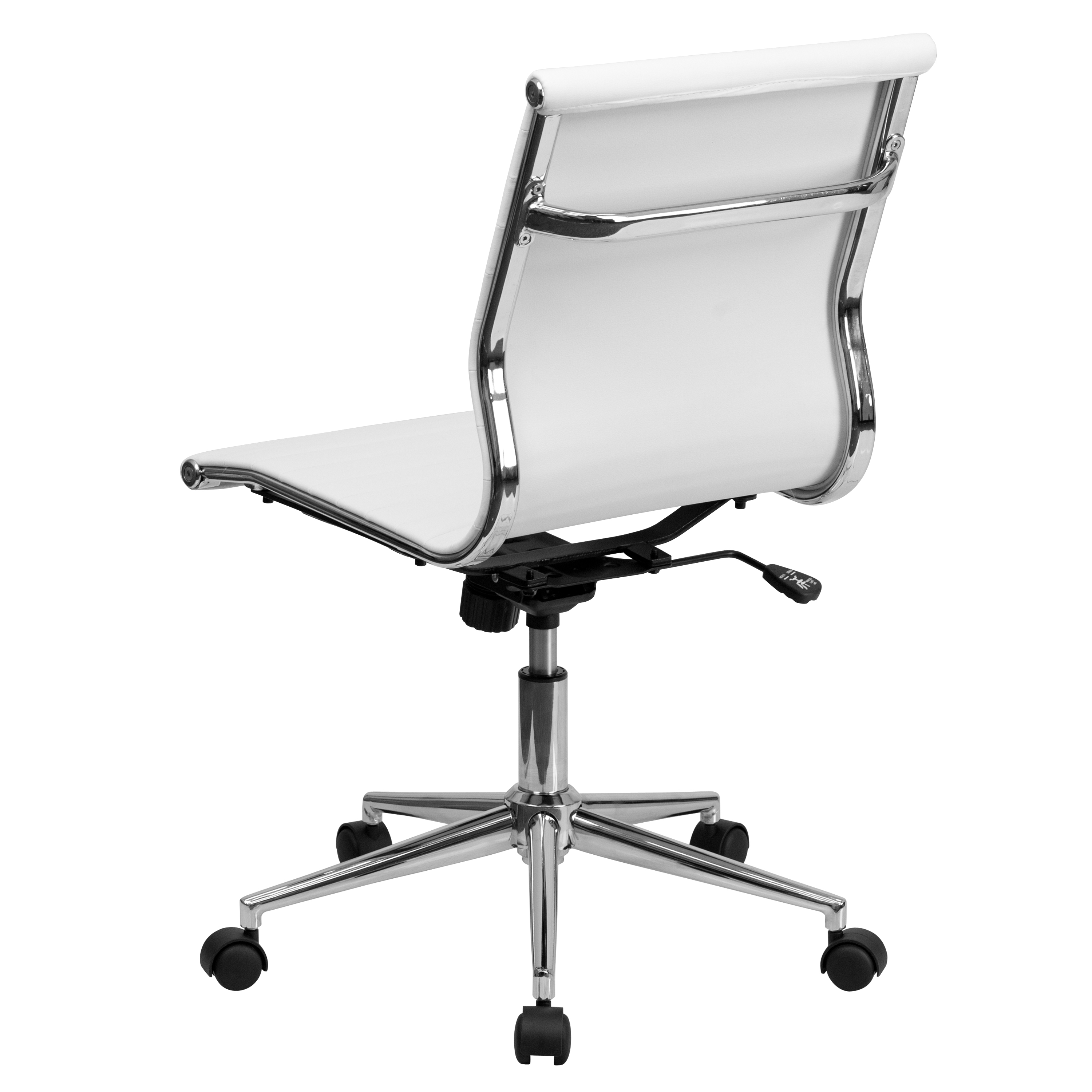 Details About Mid Back Armless Ribbed Leather Swivel Conference Office Chair